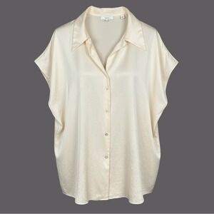 Vince Minimalist 100% Silk Shell Button Top Women XXXL Satin Career Quiet Luxury